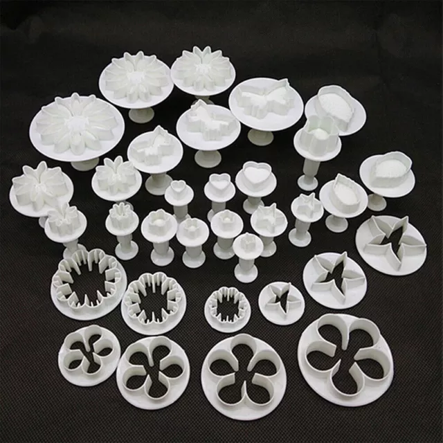 33 Pcs/Set Sugarcraft Fondant Cake Decorating Icing Plunger Cutters Mold Tools