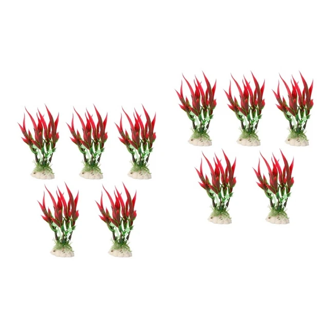 Decorazione Acquario - 1 Testa D'Albero E 2 Piante Acquatiche Artificiali In Resina E PVC - Foto 3