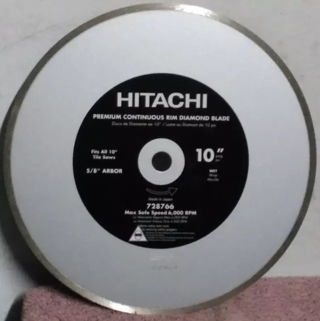 Hitachi ~ 728766 ~ 10" Wet / Dry ~ Continuous Rim Diamond Ceramic Tile Blade
