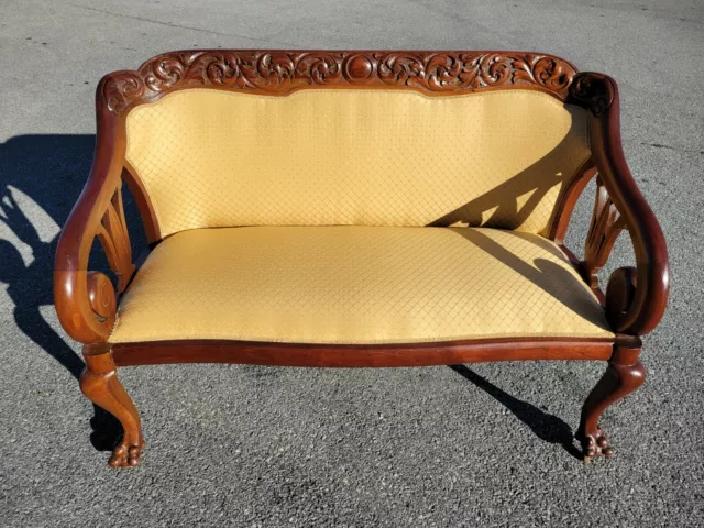 19th Century Mahogany Chippendale Loveseat Newly Upholsted