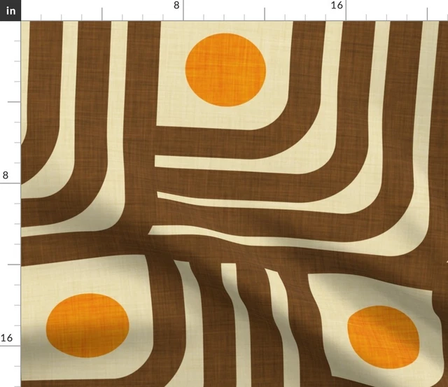70S Lines Brown Orange Mid Century Modern Retro Spoonflower Fabric by the Yard