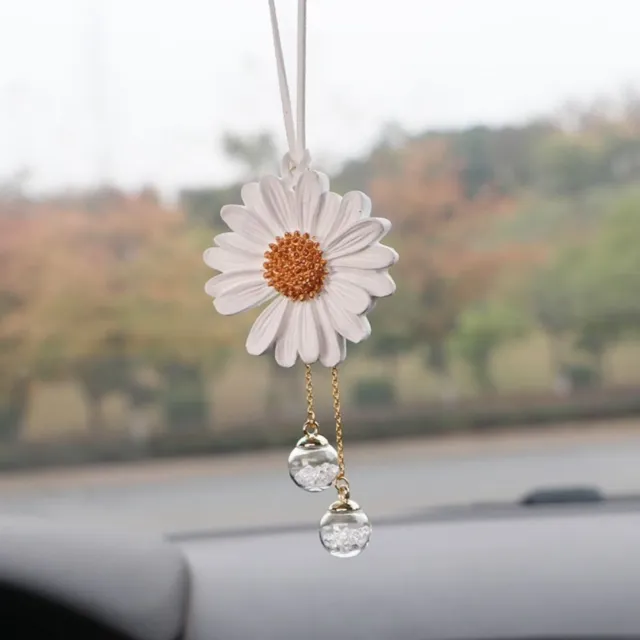 Gift Flower Car Hanging Pendant Plaster Daisy Car Rear View Mirror Charms