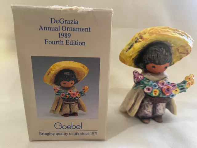 1989 DE GRAZIA GOEBEL “Flower Boy” Annual Ornament Original Box Sombrero