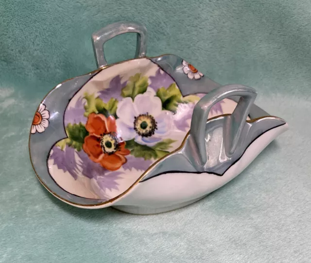 Bol panier en porcelaine/céramique peint à la main, floral avec or doré, JAPON 2