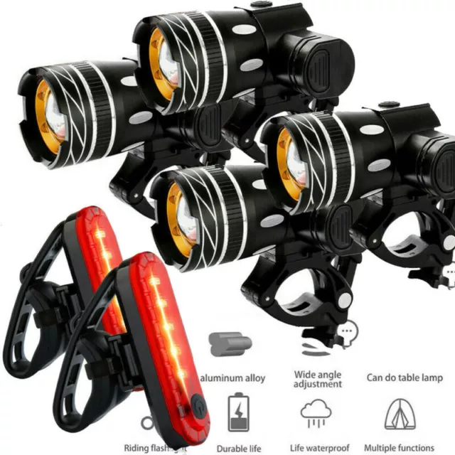 90000Lm Super Bright LED MTB Bike Light Bicycle Front & Rear Lamp Rechargeable