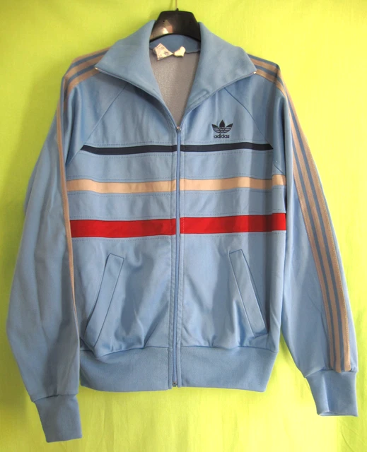 Veste Survêtement ADIDAS VINTAGE 80s - Made In France, Bleu, Taille M | Occasion Deadstock Très Bon état