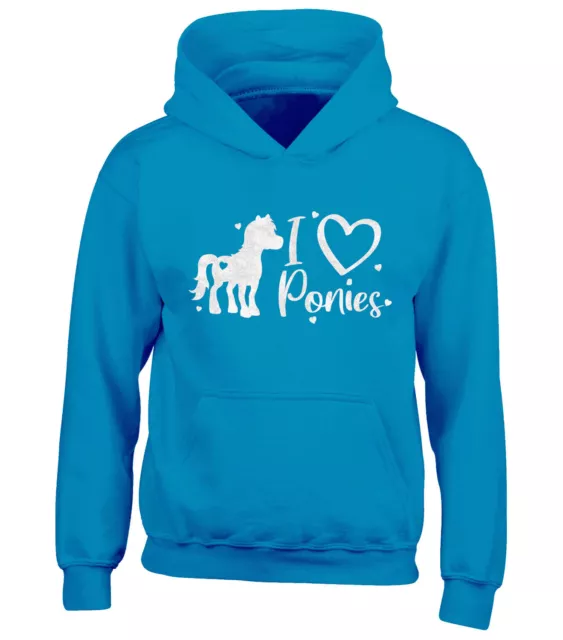 Kinder Reiten Hoodie Glitzer Reiter Kapuzenpullover Herz Ponys Pony Top 3