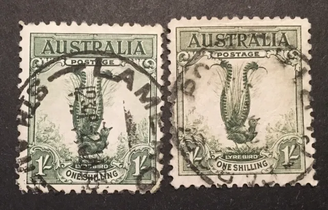 Australia "Lyre Bird" 1932 VFU  x2 Stamps (SG 140 & 140a)  LH