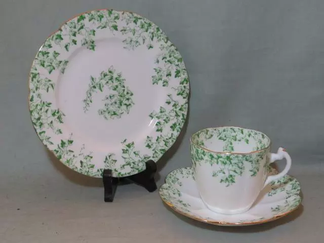 Antique Shelley Foley Bone China Tea Trio Cup Saucer Plate Trailing Ivy 5106