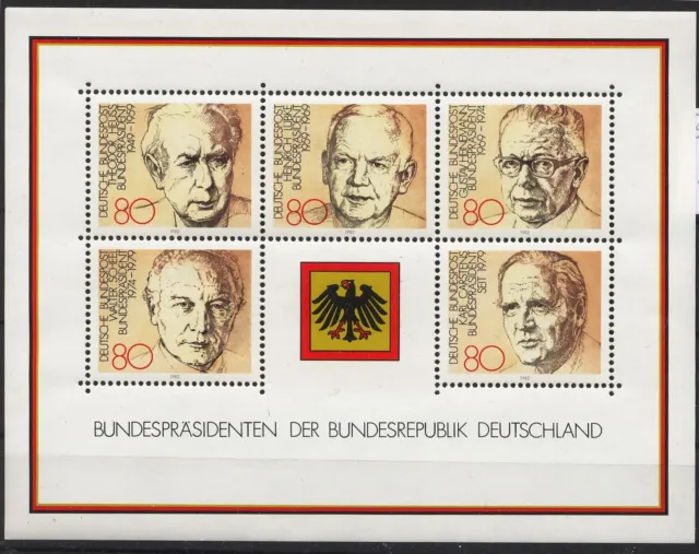 Briefmarken Bund postfrisch aus 1982 Michel 1156-1160 Block 18