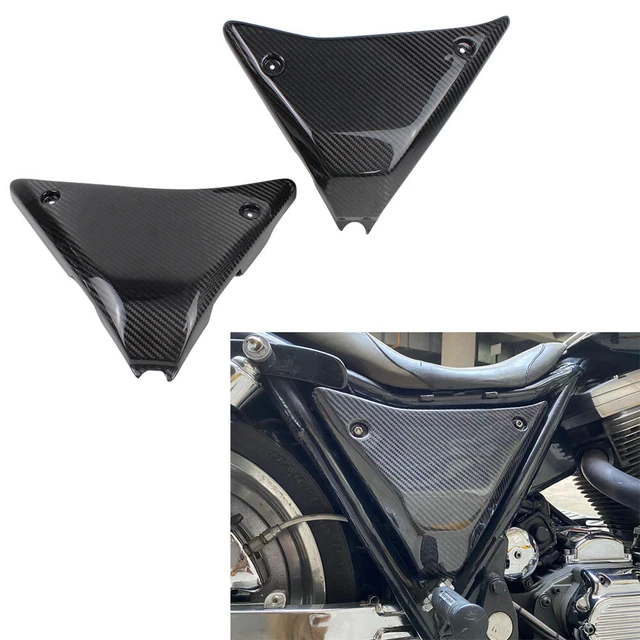 Black Carbon Fiber Battery Side Covers for Harley 1987-2000 FXR FXRT FXRP FXRS