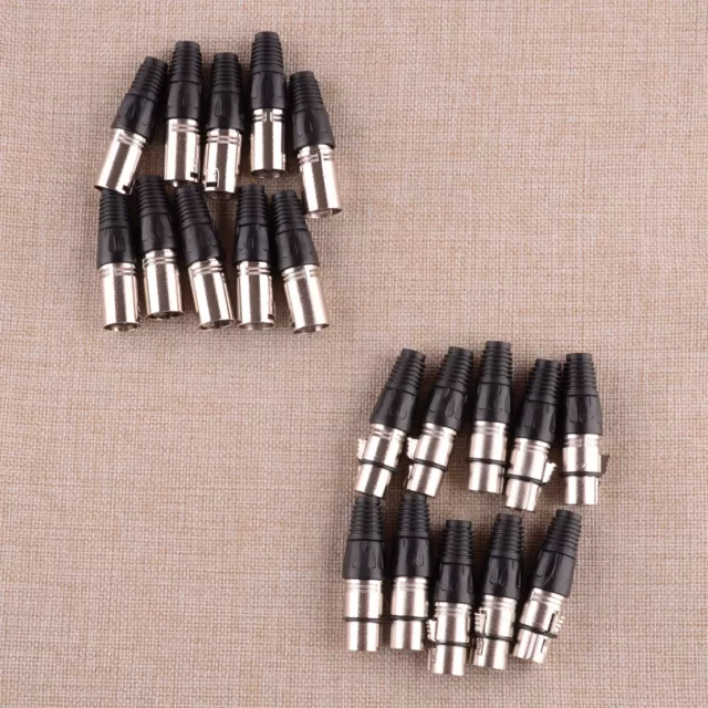 10x 3-Pin XLR Jack Snake Plug Audio Microphone MIC Cable Male & Female Connector