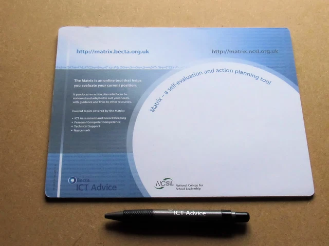 Becta Matrix Ict Advice Scribble-Pad-Mousemat Plus Pen Ncsl