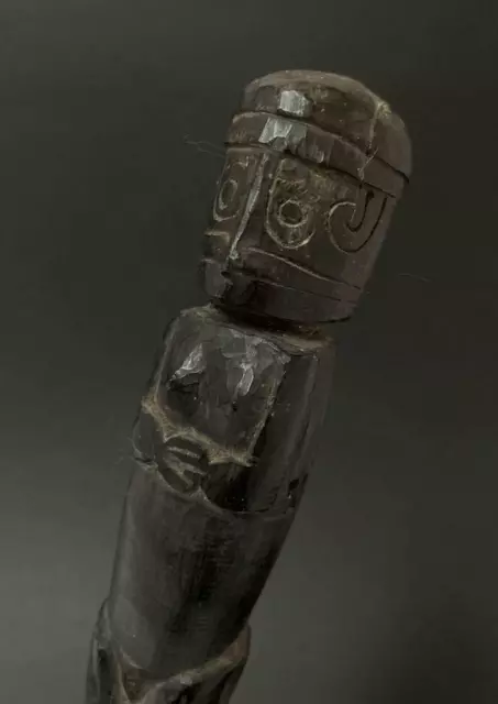 Antique Figural Massim Lime Spatula Trobriand Islands Tribal Art Carved Ebony 2