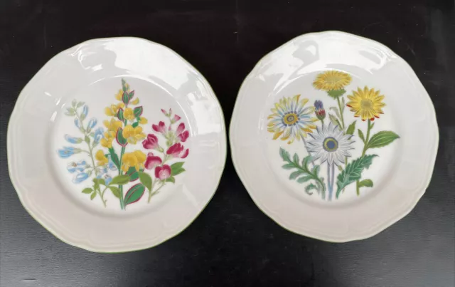 2 Bareuther Waldsassen Bavaria Germany 8” Dessert Plates 132 Floral Wildflowers