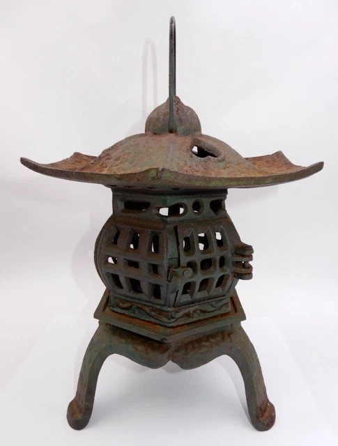 Vintage Japanese Style Pagoda Cast Iron Hanging Candle Lantern