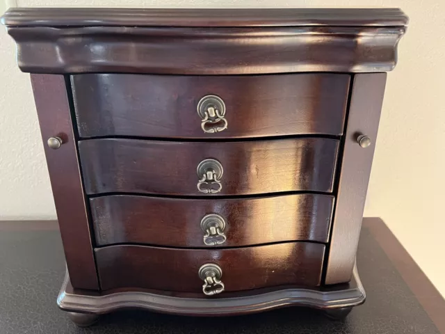 5 Drawer Antique Vintage Wood Armoire Jewelry Box - Lift Top Lid, Mirrored 5 Drawer Antique Vintage Wood Armoire Jewelry Box - Lift Top Lid, Mirrored