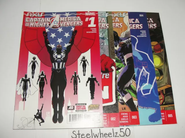Captain America & Mighty Avengers #1-5 Comic Lot Marvel 2014 2 3 4 Falcon Ewing