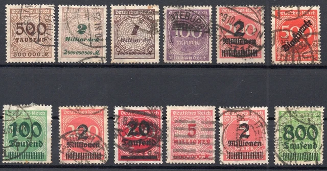 Briefmarken DR Inflation kleines Lot, gestempelt