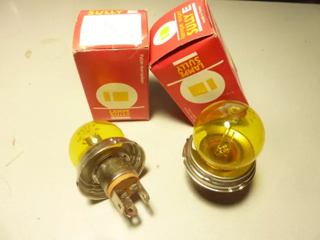 2 Ampoules Sully Jaune ancienne Marque Française Code Européen  45/40W 12V