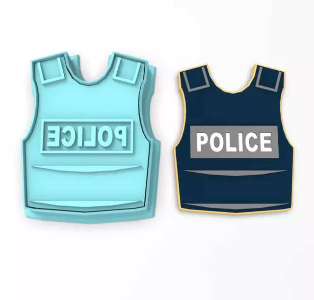 Police Vest Cookie Cutter & Stamp| Bulletproof Officer Policeman Cop Patrol Task