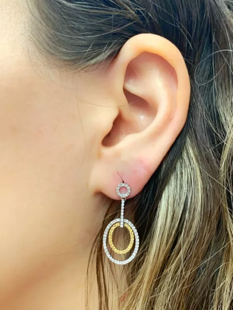 Effy 14K Two Toned Diamond Drop Earrings