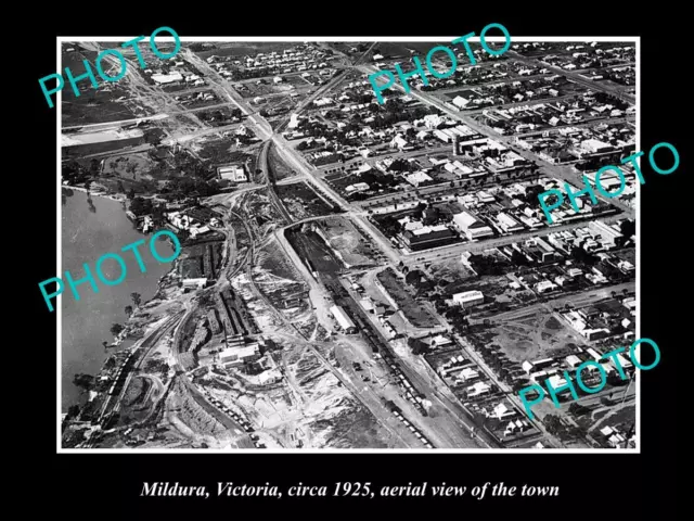 OLD LARGE HISTORIC PHOTO OF MILDURA VICTORIA AERIAL VIEW OF THE TOWN c1925