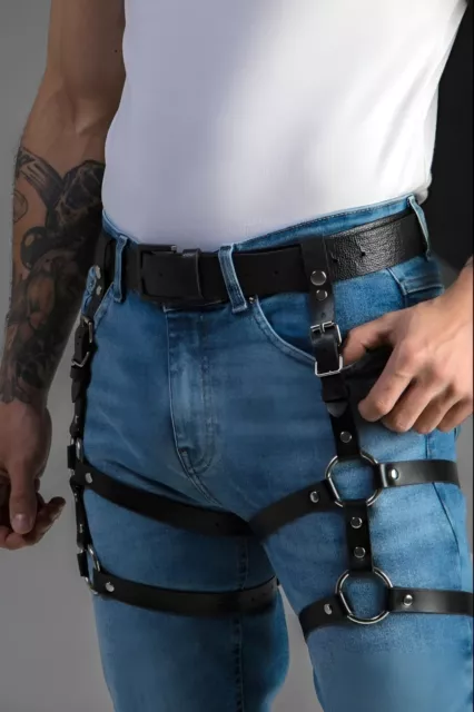 Men's Leather Leg Harness - Thigh Harness - Plus Size Options - Pants Harness