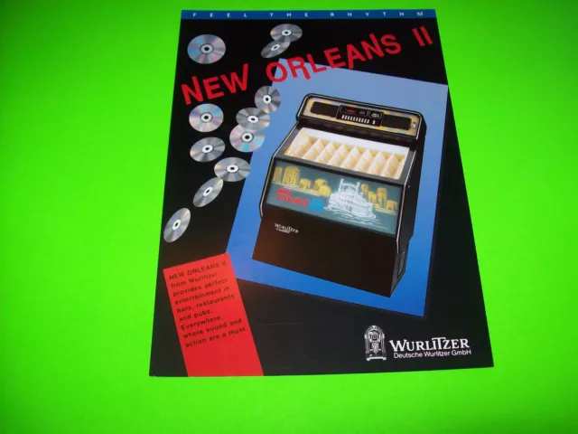 NEW ORLEANS II By WURLITZER 1992 ORIGINAL JUKEBOX  PHONOGRAPH FLYER Vintage Art