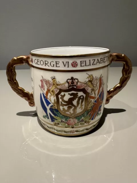 Foley King George V and Queen Elizabeth twin-handled coronation mug 1937