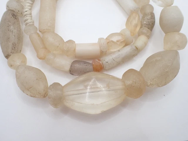 32" strand quartz Amethyst crystal stone trade beads antique African collection