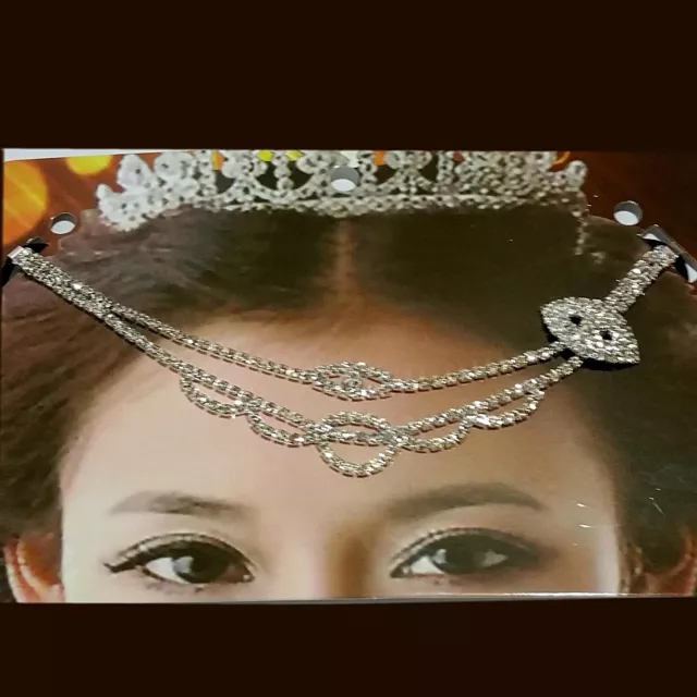 Haarschmuck Kopfschmuck Stirnkette Tikka Bollywood Kopfkette Haarband Silber