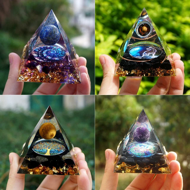 Tree Life Space Crystal Quartz Sphere Orgonite Pyramid Chakra Energy Orgone