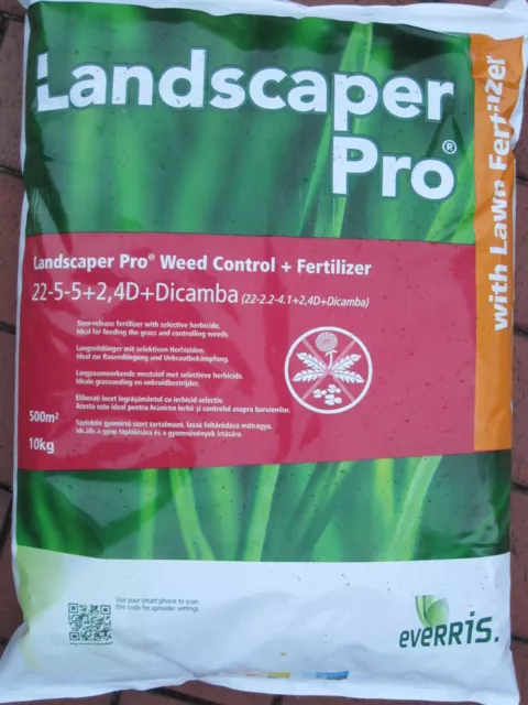 Landscaper pro Weed & Control Rasendünger mit Unkrautvernichter 2*10 Kilo 1000m²