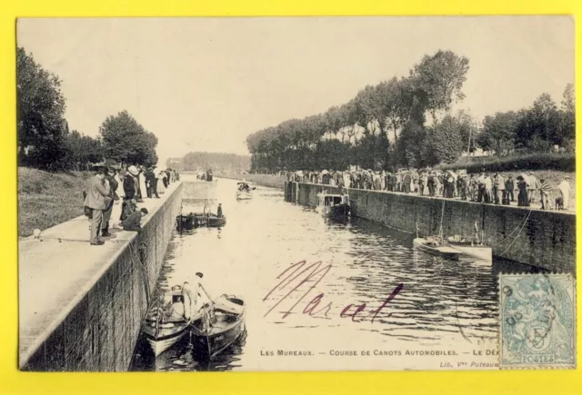 cpa LES MUREAUX (Yvelines) Départ de la COURSE de CANOTS AUTOMOBILES Boats Race