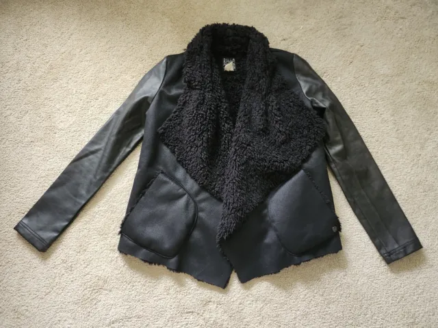 Billabong Faux Fur and Leather Jacket Somewhere Far Sherpa Size S