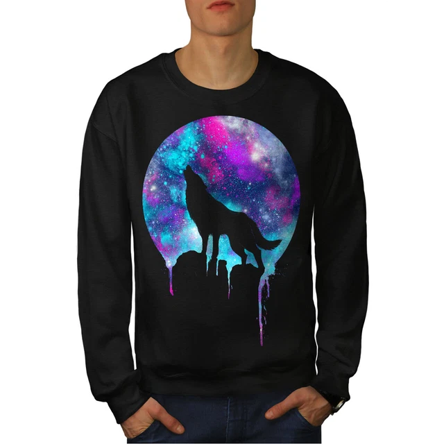 Wellcoda Forest Wolf Moon Light Mens Sweatshirt, Howl Casual Pullover Jumper