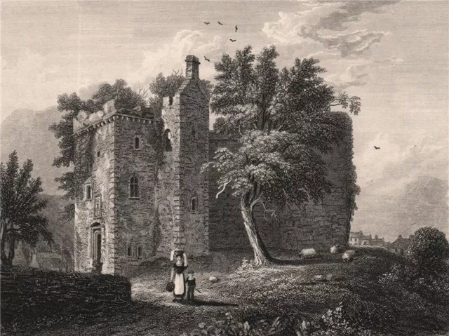 Rothesay Castle, Isle of Bute. Scotland 1845 old antique vintage print picture