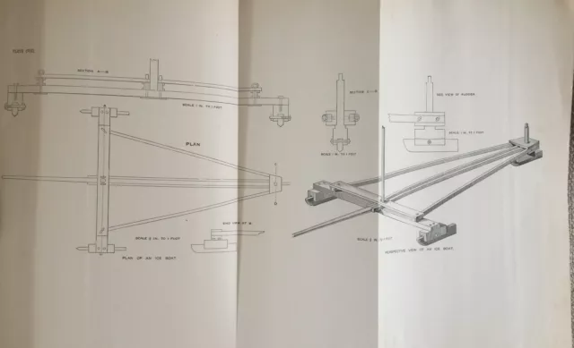 Antique Print Plan Of An Ice Boat Sailing C1895 Dixon Kemp Sailing Yacht & Boat 2