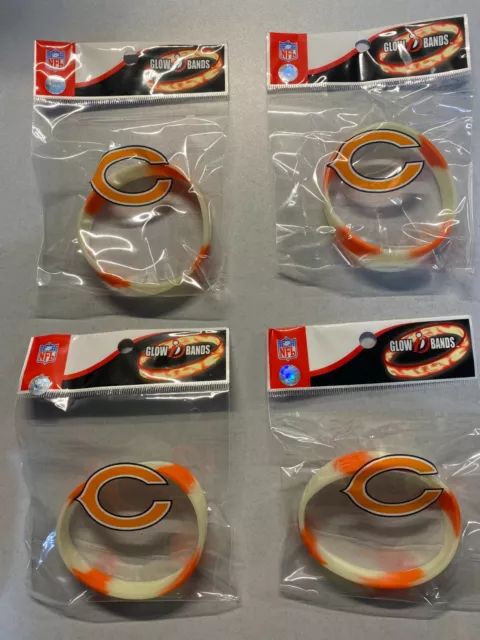 Lot of 4 Chicago Bears Forever Collectibles Glow Bracelets