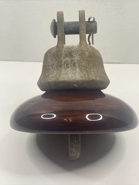 Vintage Brown Locke Electrical High Voltage 10,000lbs Porcelain Insulator 1963 4