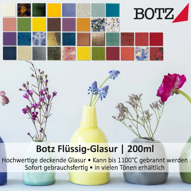 Botz Flüssigglasur Picassoblau - Keramikglasur 200ml Für Brennbereich 1020-1060°C