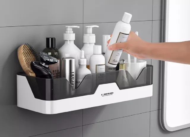 Wall-Mounted Corner Shower Caddy-Adhesive Bathroom Storage Organizer Shelf Rack