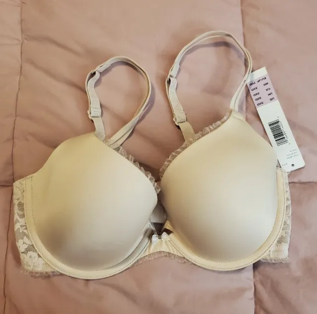 NWT DKNY Bra 32D Push-up Beige-Lacy-Lace Back-NEW!