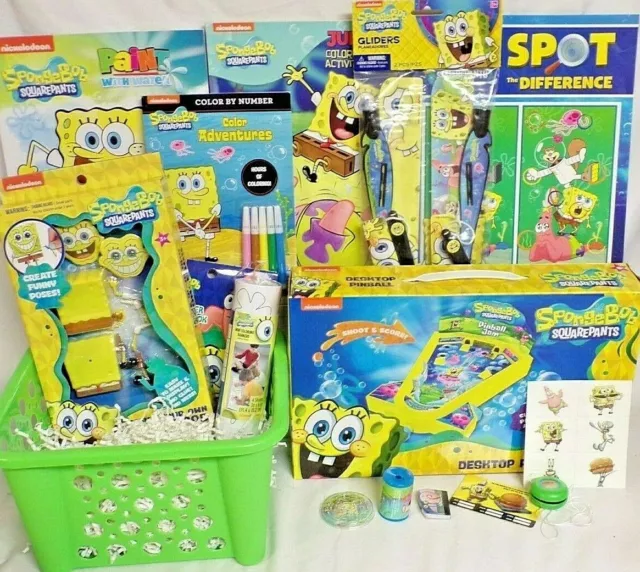 New Sponge Bob Easter Toy Gift Basket Lot Toys Play Set Birthday Figure Gift