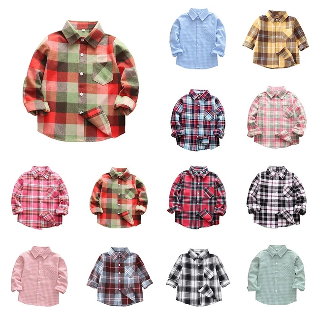 T-shirt bambini alta qualità a quadretti rosso a quadretti top accessori bambino
