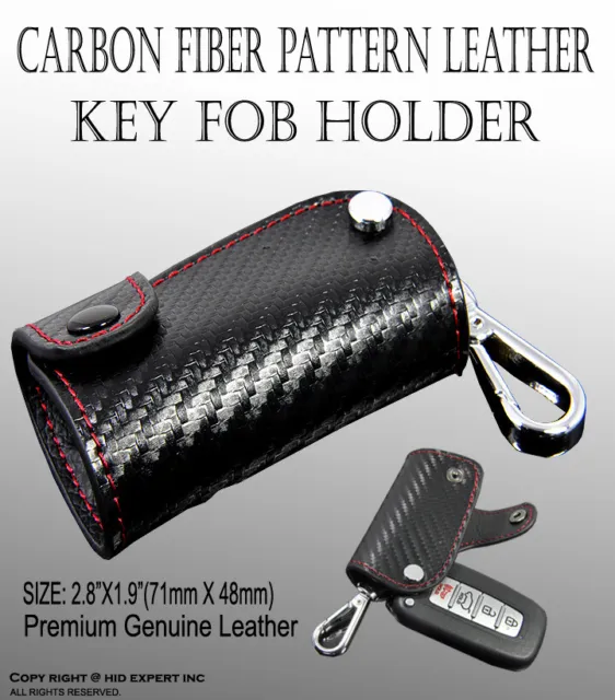 2 Carbon Fiber Pattern Leather Key Fob Holder Case Smart Key Keyless Remote B2