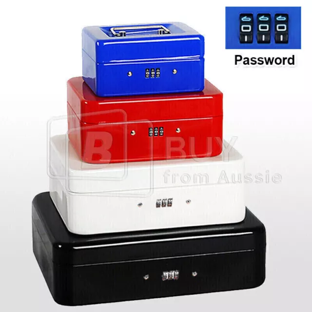 Cash Box Safe Coin Metal Lock Security Saving Bank Storage Tray Combination Lock