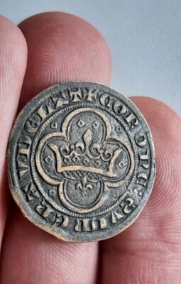 jeton de compte médiéval XIV ème siècle écu à 6 lys 