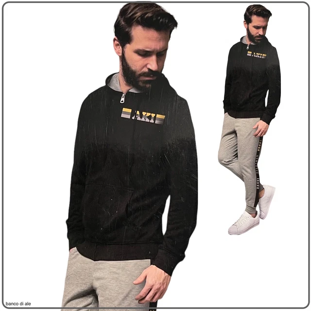Tuta felpata da uomo invernale aperta calda con cerniera zip tasche cappuccio